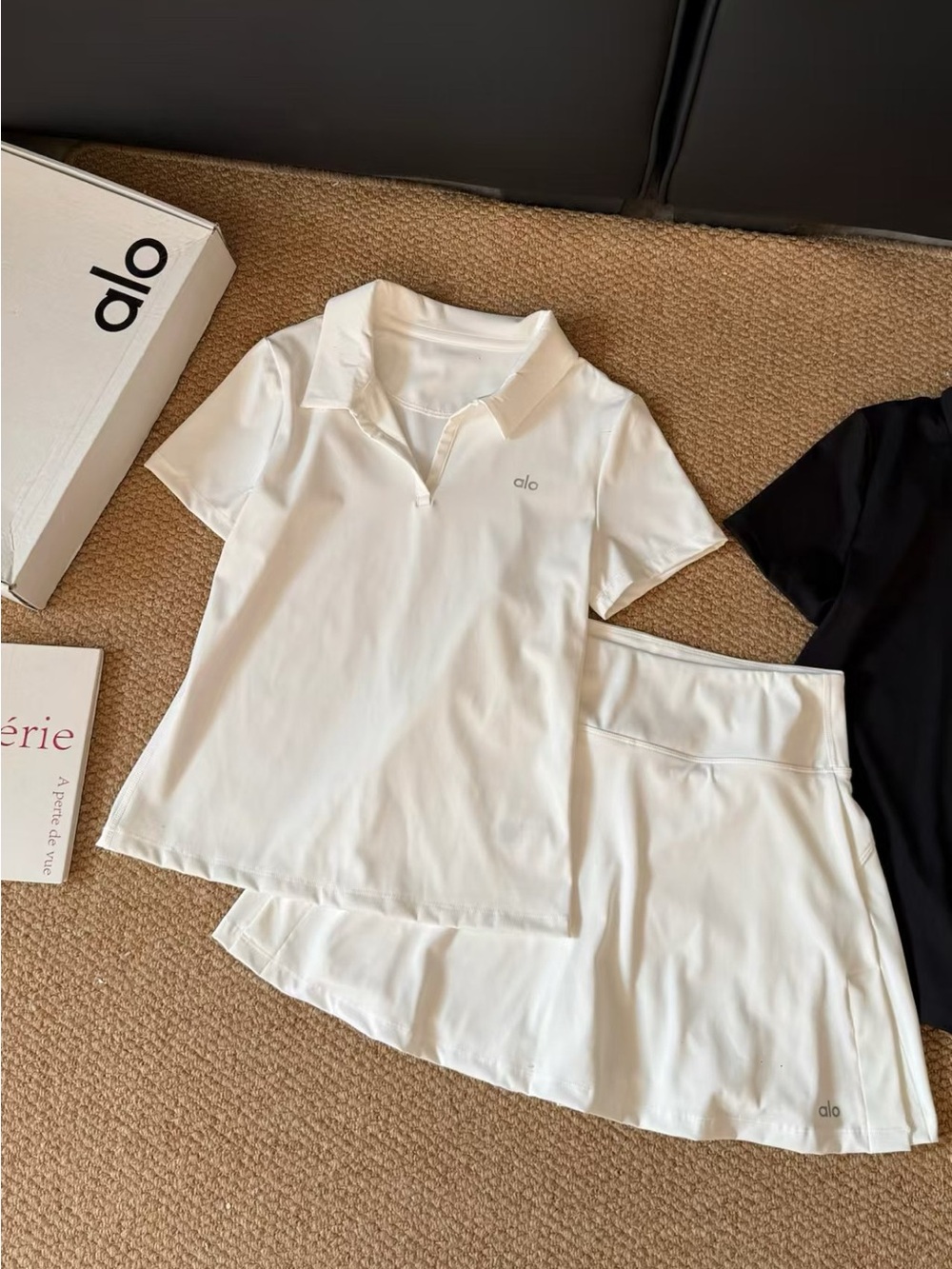 ALO Yoga White Polo Top and Matching Skort Set - Picture 1 of 3